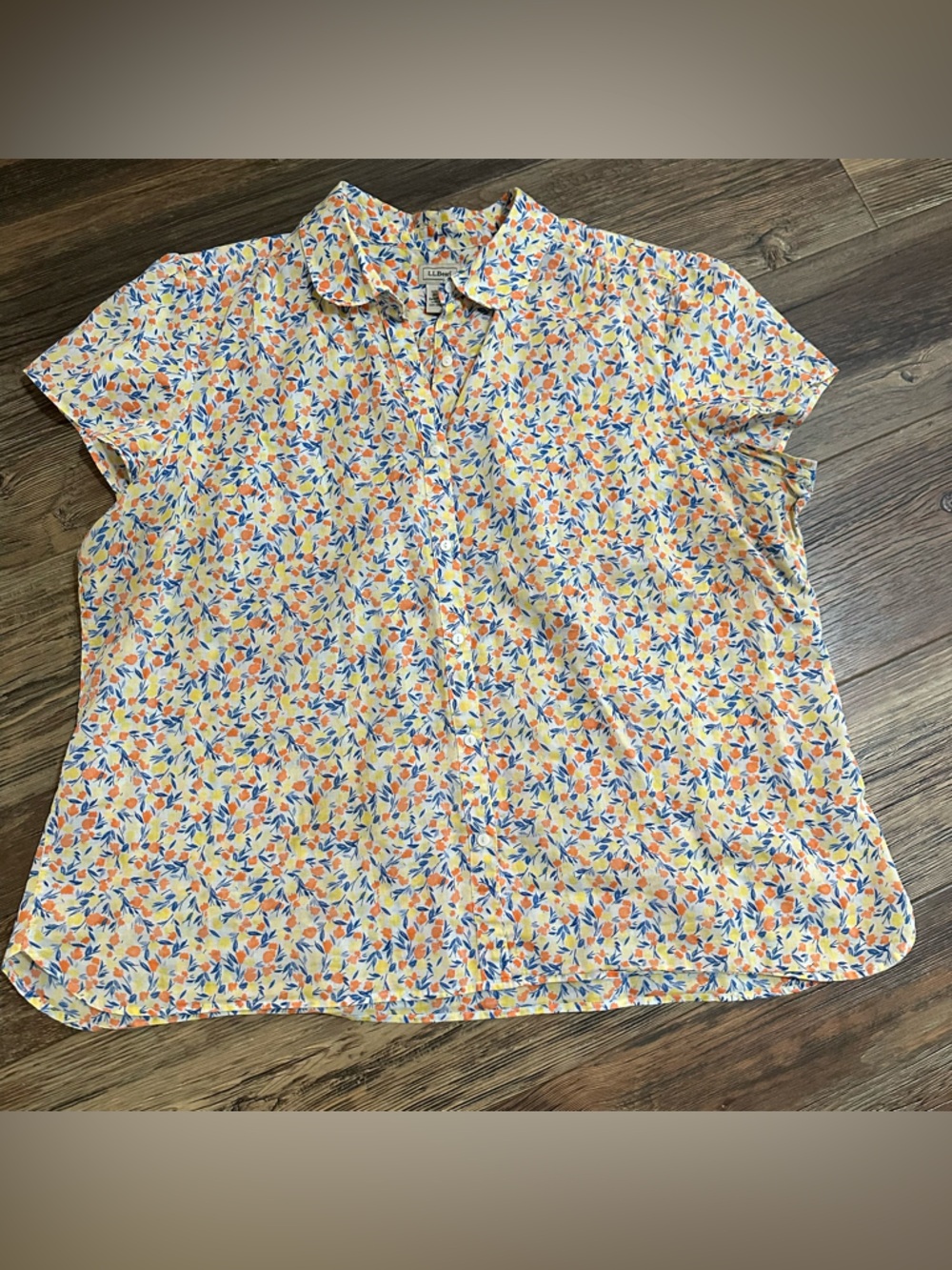 LL Bean cotton vibrant floral and botanical button down blouse women’s 3X shirt